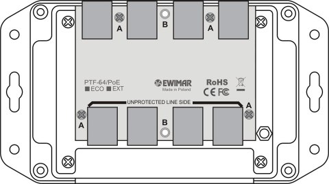 4-kanałowy moduł ogranicznika przepięć sieci LAN Gigabit Ethernet EWIMAR PTF-64-EXT/PoE 4-kanałowy moduł ogranicznika przepięć sieci LAN Gigabit Ethernet EWIMAR PTF-64-EXT/PoE