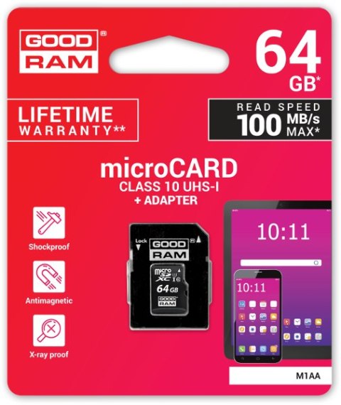 Karta pamięci microSD GOODRAM UHS-I 64GB Karta pamięci microSD GOODRAM UHS-I 64GB