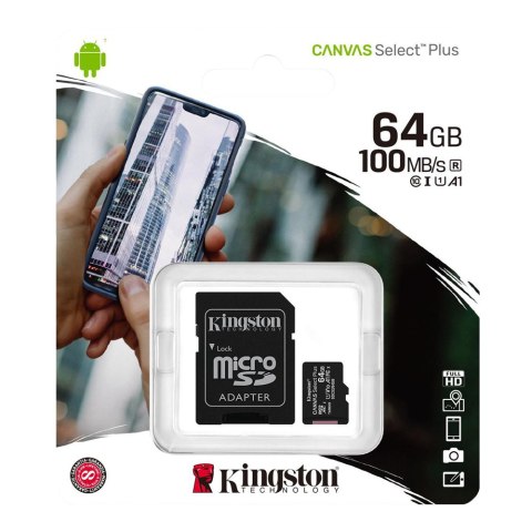 Karta pamięci microSD Kingston Canvas Select Plus microSDHC C10 UHS-I 64GB Karta pamięci microSD Kingston Canvas Select Plus microSDHC C10 UHS-I 64GB