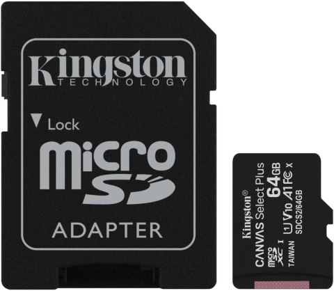 Karta pamięci microSD Kingston Canvas Select Plus microSDHC C10 UHS-I 64GB Karta pamięci microSD Kingston Canvas Select Plus microSDHC C10 UHS-I 64GB