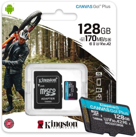 Karta pamięci microSD Kingston Canvas Go Plus microSDXC C10 UHS-I 128GB Karta pamięci microSD Kingston Canvas Go Plus microSDXC C10 UHS-I 128GB