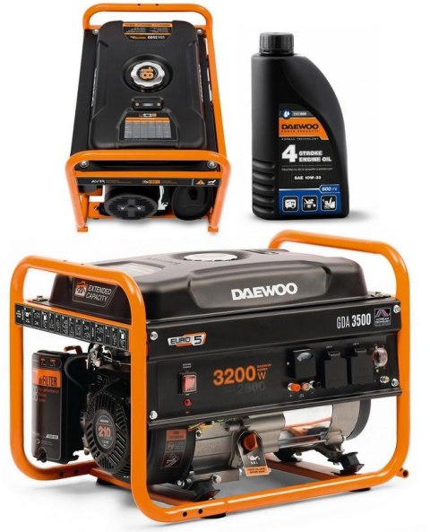 ZESTAW AGREGAT PRĄDOTWÓRCZY DAEWOO GDA 3500 3.2kW + GENERATOR OIL SAE 10W-30 DWO 600 ZESTAW AGREGAT PRĄDOTWÓRCZY DAEWOO GDA 3500 3.2kW + GENERATOR OIL SAE 10W-30 DWO 600