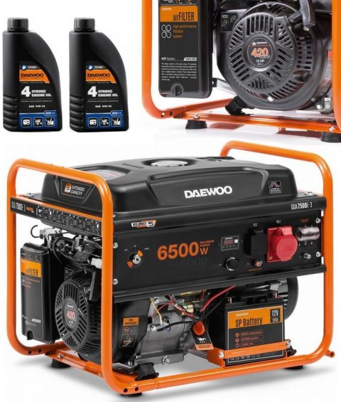 ZESTAW AGREGAT PRĄDOTWÓRCZY DAEWOO GDA 7500E-3 6.5kW + 2x GENERATOR OIL SAE 10W-30 DWO 600 ZESTAW AGREGAT PRĄDOTWÓRCZY DAEWOO GDA 7500E-3 6.5kW + 2x GENERATOR OIL SAE 10W-30 DWO 600