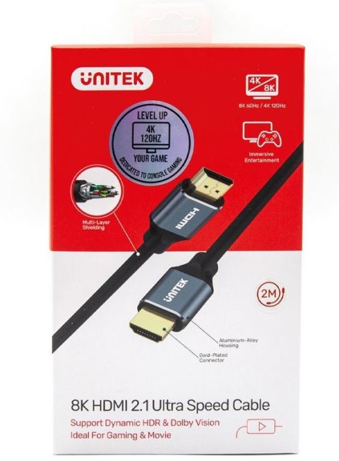 Kabel HDMI Unitek C138W 2.1 8K UHD 2m Kabel HDMI Unitek C138W 2.1 8K UHD 2m
