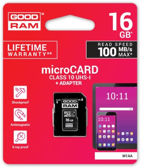 Karta pamięci microSD GOODRAM UHS-I 16GB Karta pamięci microSD GOODRAM UHS-I 16GB