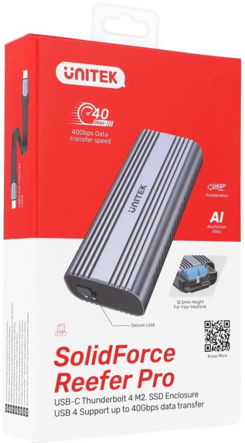 Obudowa dysku Unitek S1226A M.2 SSD PCIe/NVMe 40Gbps Obudowa dysku Unitek S1226A M.2 SSD PCIe/NVMe 40Gbps