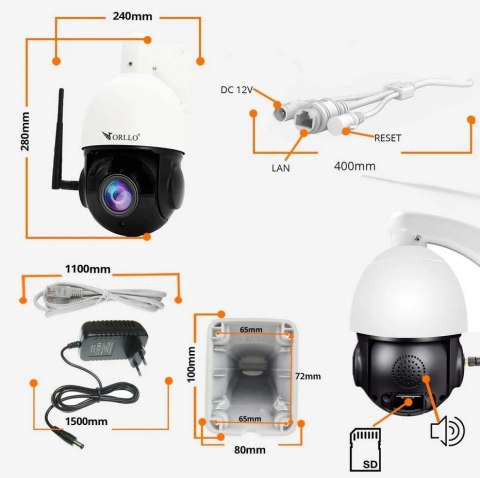 Kamera IP ORLLO Z10 Zewnętrzna Obrotowa WiFi 4Mpx ZOOM x18 POE Kamera IP ORLLO Z10 Zewnętrzna Obrotowa WiFi 4Mpx ZOOM x18 POE