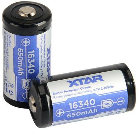 Akumulatorek 16340 / R-CR123 3,7V Xtar 650mAh (1 szt.) z zabezpieczeniem Akumulatorek 16340 / R-CR123 3,7V Xtar 650mAh (1 szt.) z zabezpieczeniem