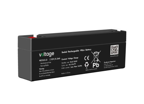 Akumulator AGM Voltage 12V 2,3Ah VE12-2.3 (Żywotność 6-9 lat) Akumulator AGM Voltage 12V 2,3Ah VE12-2.3 (Żywotność 6-9 lat)