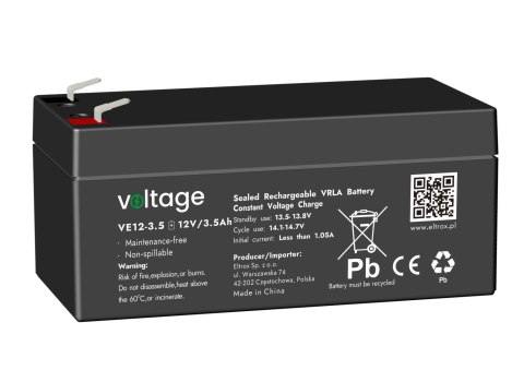 Akumulator AGM Voltage 12V 3,5Ah VE12-3.5 (Żywotność 6-9 lat) Akumulator AGM Voltage 12V 3,5Ah VE12-3.5 (Żywotność 6-9 lat)