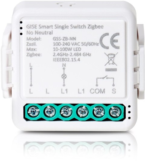 GISE Smart Pojedynczy moduł przekaźnikowy (bez N) Zigbee | Tuya | GSS-ZB-NN GISE Smart Pojedynczy moduł przekaźnikowy (bez N) Zigbee | Tuya | GSS-ZB-NN