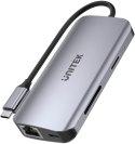 Unitek D1122A01 Aktywny hub USB-C 5Gbps, 2x HDMI 4K, czytnik kart, RJ-45, PD 100W Unitek D1122A01 Aktywny hub USB-C 5Gbps, 2x HDMI 4K, czytnik kart, RJ-45, PD 100W