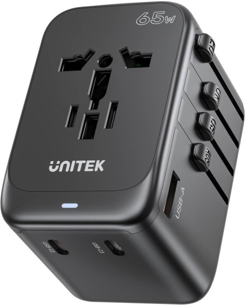Unitek P1122ABK01 Ładowarka podróżna EU/US/UK/AUS PD 65 W Unitek P1122ABK01 Ładowarka podróżna EU/US/UK/AUS PD 65 W