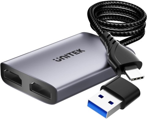 Unitek V1427A01 Adapter USB/C/A na 2x HDMI MST FullHD Unitek V1427A01 Adapter USB/C/A na 2x HDMI MST FullHD