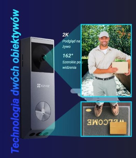 Wideodomofon Ezviz EP3x (3MP+2MP) zasilany bateriami z panelem słonecznym Wideodomofon Ezviz EP3x (3MP+2MP) zasilany bateriami z panelem słonecznym