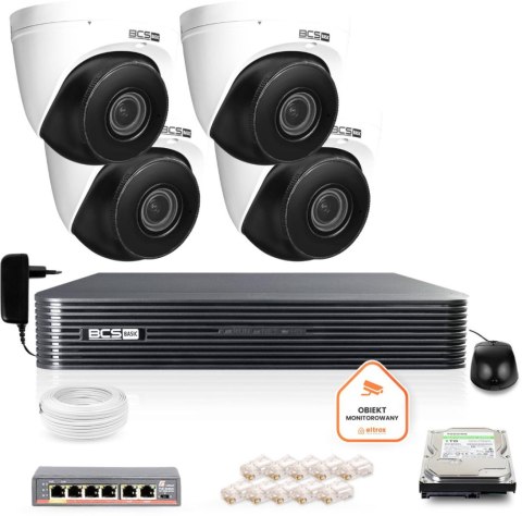 Zestaw monitoringu IP BCS Basic 4x Kamera BCS-B-EIP45VSR3(2.0) Rejestrator z dyskiem 1TB Zestaw monitoringu IP BCS Basic 4x Kamera BCS-B-EIP45VSR3(2.0) Rejestrator z dyskiem 1TB