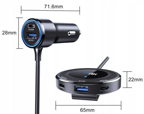 ROZDZIELACZ GNIAZDA ZAPALNICZKI ŁADOWARKA USB PD C78 Pro ROZDZIELACZ GNIAZDA ZAPALNICZKI ŁADOWARKA USB PD C78 Pro