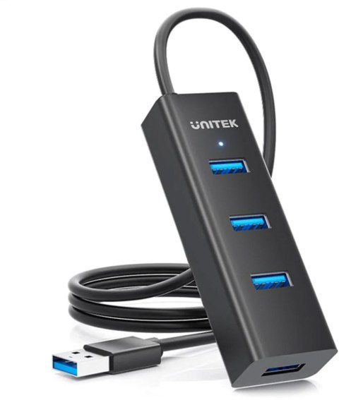 Aktywny hub USB Unitek 4w1 5Gbps z zasilaniem przez USB-C Aktywny hub USB Unitek 4w1 5Gbps z zasilaniem przez USB-C