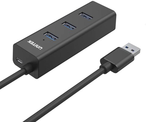 Aktywny hub USB Unitek 4w1 5Gbps z zasilaniem przez USB-C Aktywny hub USB Unitek 4w1 5Gbps z zasilaniem przez USB-C
