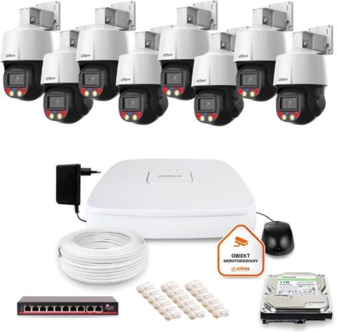 Zestaw monitoringu IP Dahua 8f kamer obrotowych 4MPx dysk 1TB Zestaw monitoringu IP Dahua 8f kamer obrotowych 4MPx dysk 1TB