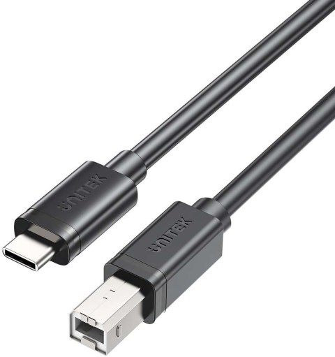 Kabel do drukarki Unitek USB C na USB B 2.0 czarny 2m Kabel do drukarki Unitek USB C na USB B 2.0 czarny 2m