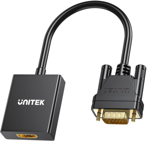 Unitek Adapter VGA na HDMI FullHD czarny 15cm Unitek Adapter VGA na HDMI FullHD czarny 15cm
