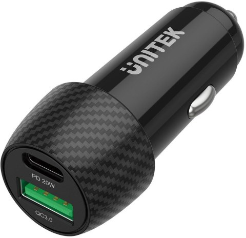 Unitek Ładowarka samochodowa 38W USB-A USB-C QC3..0 Unitek Ładowarka samochodowa 38W USB-A USB-C QC3..0
