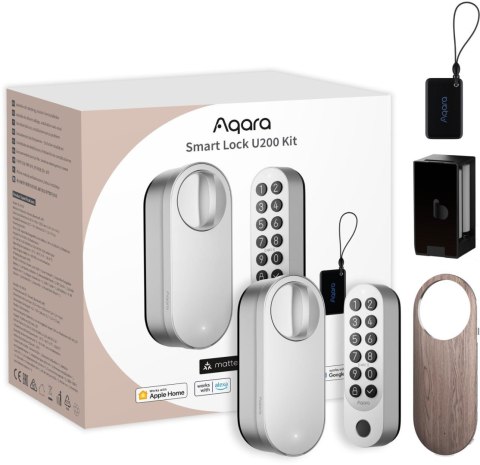 Aqara Smart Lock U200 Kit Srebrny, HomeKit, Thread, Bluetooth 5.1, NFC Aqara Smart Lock U200 Kit Srebrny, HomeKit, Thread, Bluetooth 5.1, NFC