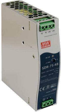 ZASILACZ IMPULSOWY NA SZYNĘ DIN MEAN WELL SDR-75-48 48V/75W/1.6A ZASILACZ IMPULSOWY NA SZYNĘ DIN MEAN WELL SDR-75-48 48V/75W/1.6A
