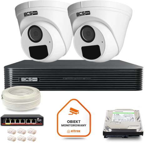 Zestaw monitoringu IP BCS Basic 2x Kamera BCS-B-EIP15FR3(2.0) Rejestrator z dyskiem 1TB Zestaw monitoringu IP BCS Basic 2x Kamera BCS-B-EIP15FR3(2.0) Rejestrator z dyskiem 1TB