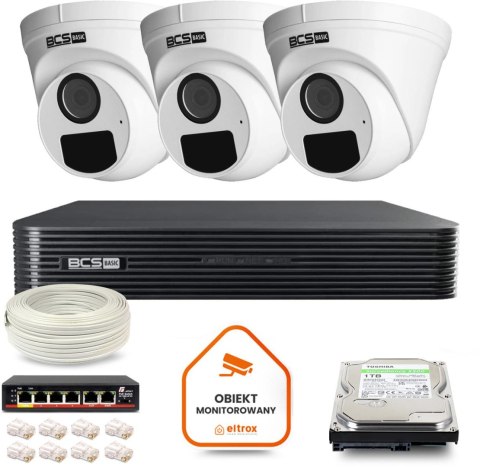 Zestaw monitoringu IP BCS Basic 3x Kamera BCS-B-EIP15FR3(2.0) Rejestrator z dyskiem 1TB Zestaw monitoringu IP BCS Basic 3x Kamera BCS-B-EIP15FR3(2.0) Rejestrator z dyskiem 1TB