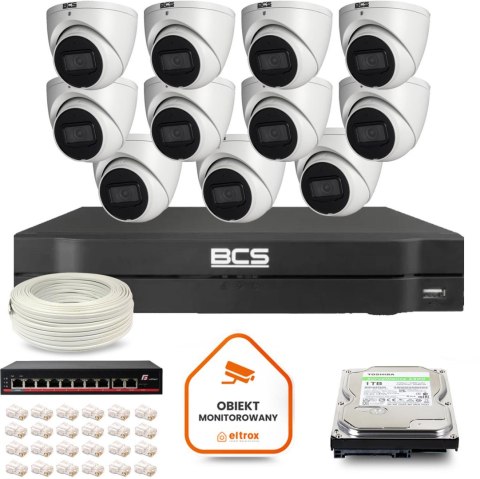 Zestaw monitoringu IP BCS Line 11x Kamera BCS-L-EIP14FSR3-AI1 Rejestrator z dyskiem 1TB Zestaw monitoringu IP BCS Line 11x Kamera BCS-L-EIP14FSR3-AI1 Rejestrator z dyskiem 1TB