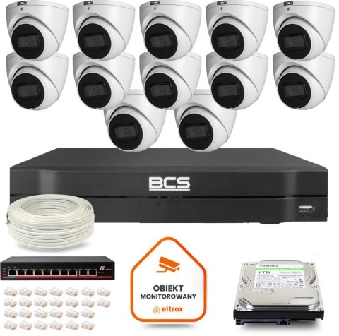 Zestaw monitoringu IP BCS Line 12x Kamera BCS-L-EIP14FSR3-AI1 Rejestrator z dyskiem 1TB Zestaw monitoringu IP BCS Line 12x Kamera BCS-L-EIP14FSR3-AI1 Rejestrator z dyskiem 1TB