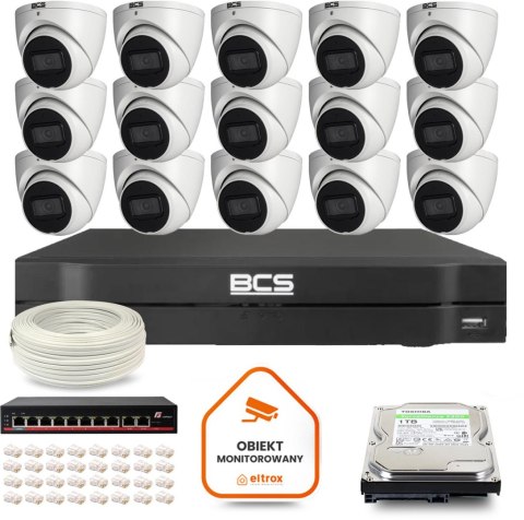 Zestaw monitoringu IP BCS Line 15x Kamera BCS-L-EIP14FSR3-AI1 Rejestrator z dyskiem 1TB Zestaw monitoringu IP BCS Line 15x Kamera BCS-L-EIP14FSR3-AI1 Rejestrator z dyskiem 1TB