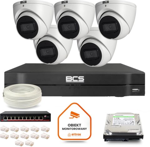 Zestaw monitoringu IP BCS Line 5x Kamera BCS-L-EIP14FSR3-AI1 Rejestrator z dyskiem 1TB Zestaw monitoringu IP BCS Line 5x Kamera BCS-L-EIP14FSR3-AI1 Rejestrator z dyskiem 1TB