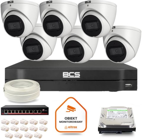 Zestaw monitoringu IP BCS Line 6x Kamera BCS-L-EIP14FSR3-AI1 Rejestrator z dyskiem 1TB Zestaw monitoringu IP BCS Line 6x Kamera BCS-L-EIP14FSR3-AI1 Rejestrator z dyskiem 1TB