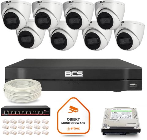 Zestaw monitoringu IP BCS Line 8x Kamera BCS-L-EIP14FSR3-AI1 Rejestrator z dyskiem 1TB Zestaw monitoringu IP BCS Line 8x Kamera BCS-L-EIP14FSR3-AI1 Rejestrator z dyskiem 1TB