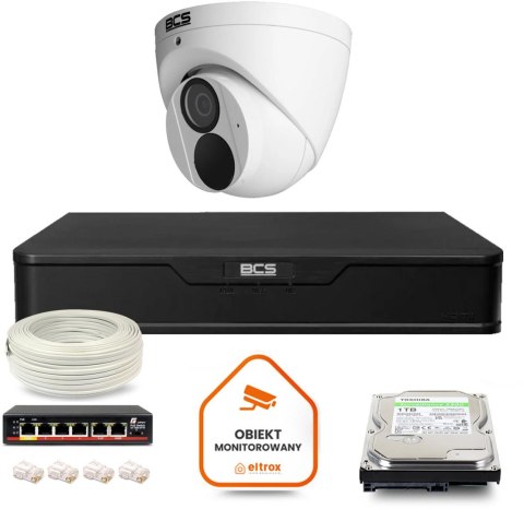 Zestaw monitoringu IP BCS Point 1x Kamera BCS-P-EIP28FWR3-Ai2 Rejestrator z dyskiem 1TB Zestaw monitoringu IP BCS Point 1x Kamera BCS-P-EIP28FWR3-Ai2 Rejestrator z dyskiem 1TB