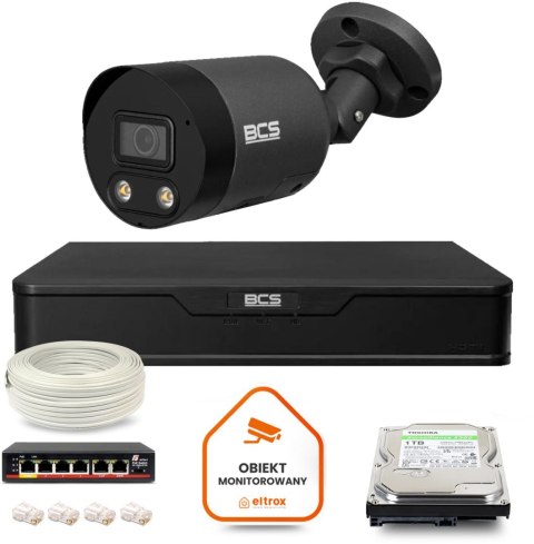 Zestaw monitoringu IP BCS Point 1x Kamera BCS-P-TIP28FWR3L2-Ai2-G Rejestrator z dyskiem 1TB Zestaw monitoringu IP BCS Point 1x Kamera BCS-P-TIP28FWR3L2-Ai2-G Rejestrator z dyskiem 1TB