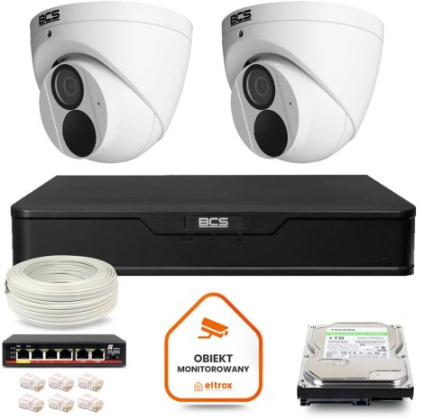Zestaw monitoringu IP BCS Point 2x Kamera BCS-P-EIP28FWR3-Ai2 Rejestrator z dyskiem 1TB Zestaw monitoringu IP BCS Point 2x Kamera BCS-P-EIP28FWR3-Ai2 Rejestrator z dyskiem 1TB