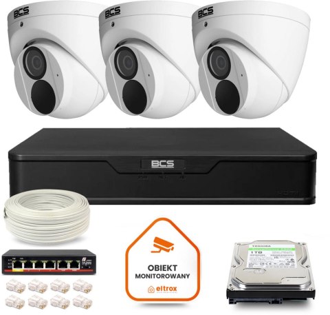 Zestaw monitoringu IP BCS Point 3x Kamera BCS-P-EIP28FWR3-Ai2 Rejestrator z dyskiem 1TB Zestaw monitoringu IP BCS Point 3x Kamera BCS-P-EIP28FWR3-Ai2 Rejestrator z dyskiem 1TB