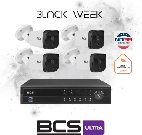 Zestaw monitoringu IP BCS Ultra 4 Kamery IP BCS-U-TIP38FSR3 Rejestartror 6TB zgodny z NDAA Zestaw monitoringu IP BCS Ultra 4 Kamery IP BCS-U-TIP38FSR3 Rejestartror 6TB zgodny z NDAA