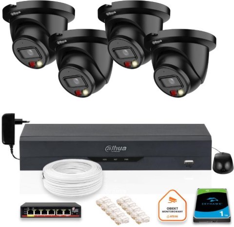 ZESTAW 4 Kamery IP Dahua 5mpx IPC-HDW2549TM-S-IL-0280B-BLACK + DYSK 1TB ZESTAW 4 Kamery IP Dahua 5mpx IPC-HDW2549TM-S-IL-0280B-BLACK + DYSK 1TB