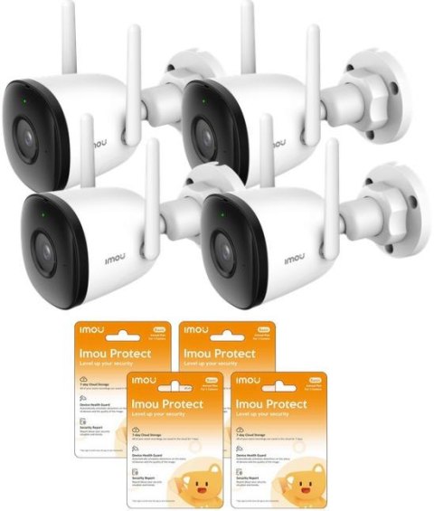 Zestaw 4 kamer IP Imou Bullet 2C 4MP IPC-F42P i 4 chmur Imou Protect Zestaw 4 kamer IP Imou Bullet 2C 4MP IPC-F42P i 4 chmur Imou Protect