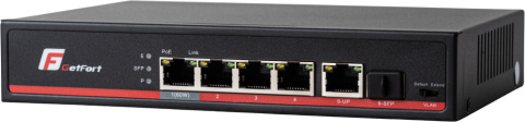 SWITCH POE GETFORT 4+1+SFP Gigabit Ethernet 65W SWITCH POE GETFORT 4+1+SFP Gigabit Ethernet 65W