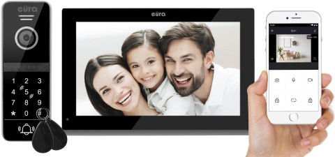 WIDEODOMOFON EURA VDP-97C5 czarny, lcd 7", wi-fi, czytnik zbliżeniowy, Tuya WIDEODOMOFON EURA VDP-97C5 czarny, lcd 7", wi-fi, czytnik zbliżeniowy, Tuya
