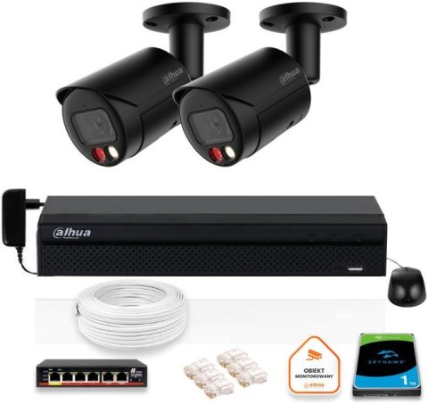 Zestaw monitoringu IP DAHUA 2x kamera IPC-HFW2849S-S-IL-0280B-BLACK 8MPX Zestaw monitoringu IP DAHUA 2x kamera IPC-HFW2849S-S-IL-0280B-BLACK 8MPX