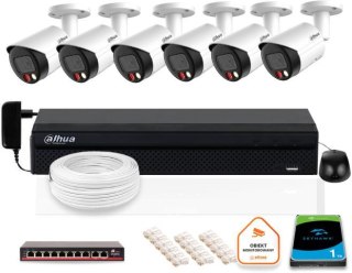 Zestaw monitoringu IP Dahua 8mpx 4K 6 kamer IPC-HFW2849S-S-IL z dyskiem