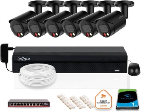 Zestaw monitoringu IP DAHUA 6x kamera IPC-HFW2849S-S-IL-0280B-BLACK 8MPX Zestaw monitoringu IP DAHUA 6x kamera IPC-HFW2849S-S-IL-0280B-BLACK 8MPX