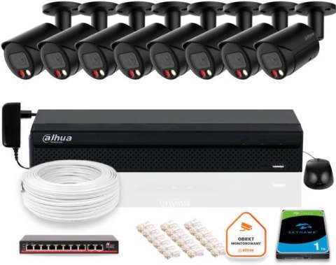 Zestaw monitoringu IP DAHUA 8x kamera IPC-HFW2849S-S-IL-0280B-BLACK 8MPX Zestaw monitoringu IP DAHUA 8x kamera IPC-HFW2849S-S-IL-0280B-BLACK 8MPX